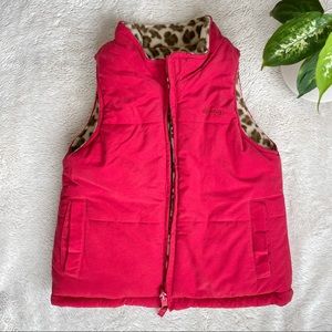 5/20! Red/Leopard Print Reversible Puffy Vest Youth